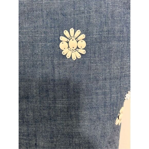 J. Crew Chambray Beaded Tie Shoulder Tank Top sz 12 EUC - Picture 5 of 7